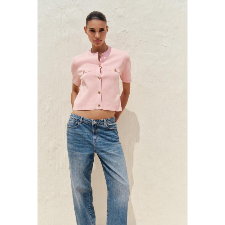 Кардиган с коротким рукавом из вязаного полотна