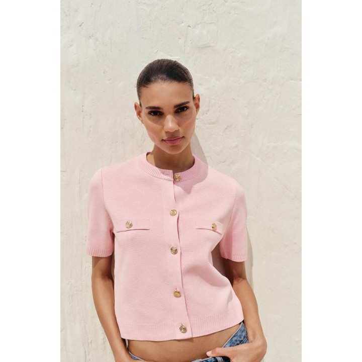 Кардиган с коротким рукавом из вязаного полотна