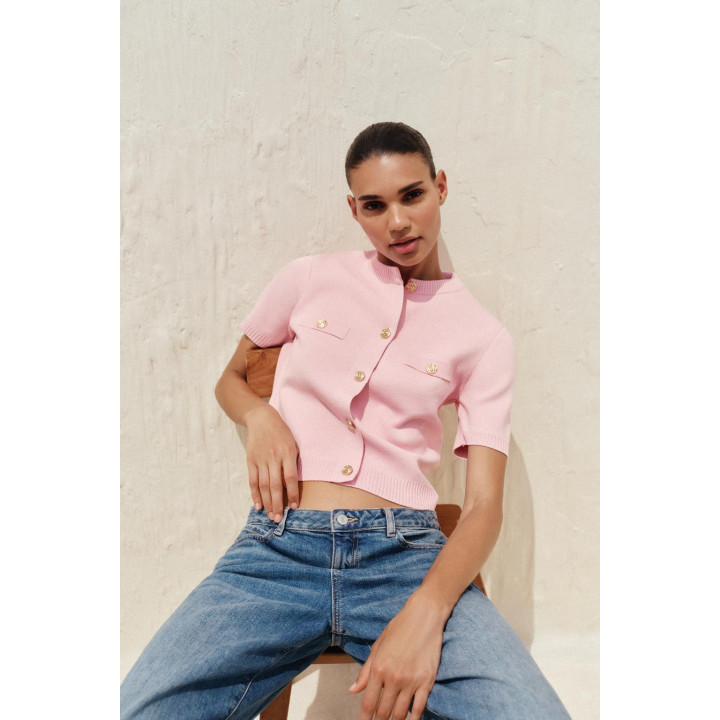 Кардиган с коротким рукавом из вязаного полотна