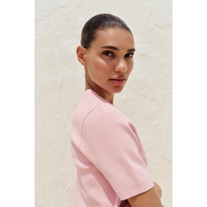 Кардиган с коротким рукавом из вязаного полотна