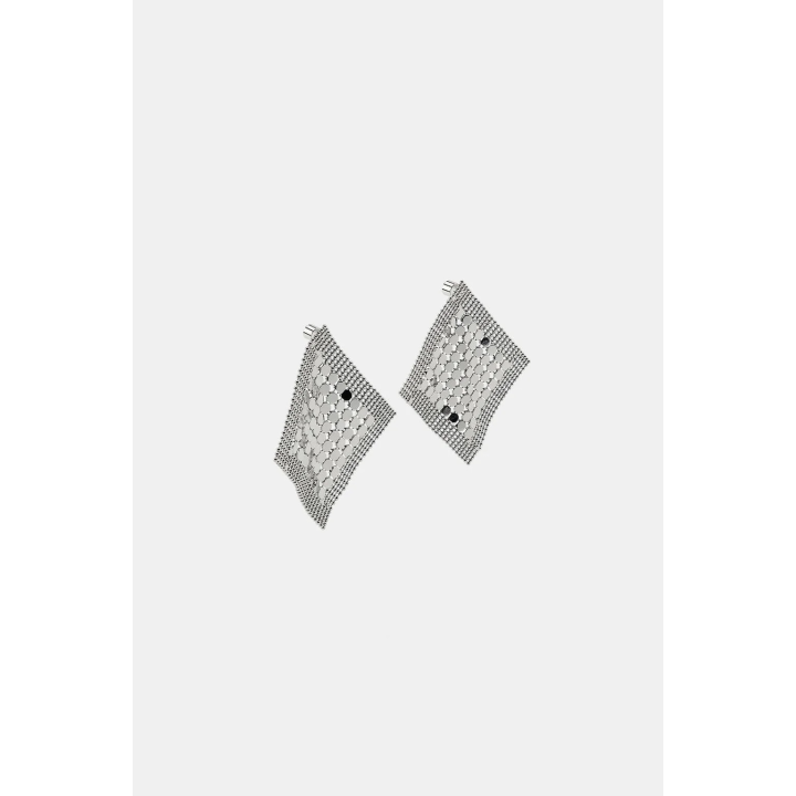 Серьги из металлической сетки в форме ромба
