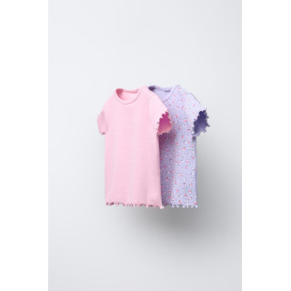 НАБОР ИЗ 2 ФУТБОЛОК В РУБЧИК С ЦВЕТОЧНЫМ ПРИНТОМ