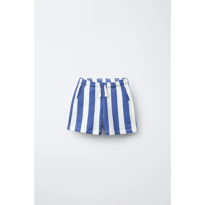 Прямые полосатые плюшевые бермуды