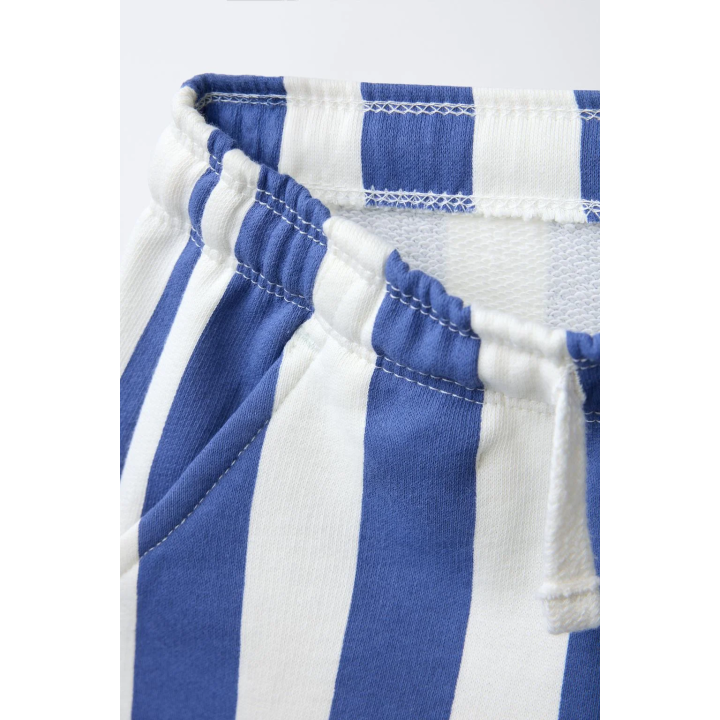 Прямые полосатые плюшевые бермуды