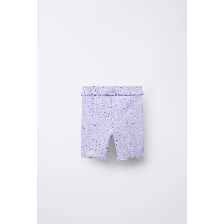 НАБОР ИЗ 2 ЛЕГИНСОВ-ВЕЛОСИПЕДОК В РУБЧИК С ЦВЕТОЧНЫМ ПРИНТОМ