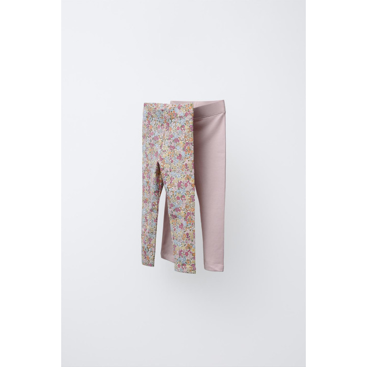 НАБОР ИЗ ДВУХ ОДНОТОННЫХ ЛЕГГИНСОВ С ПРИНТОМ