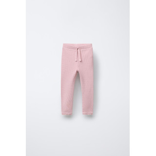 Леггинсы из вафельного трикотажа с кружевными оборками