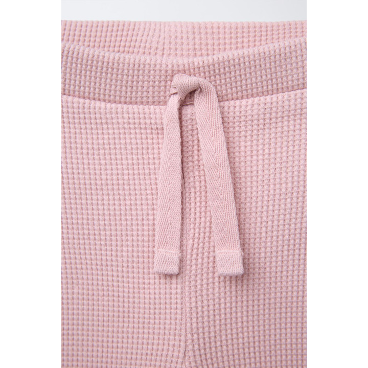 Леггинсы из вафельного трикотажа с кружевными оборками