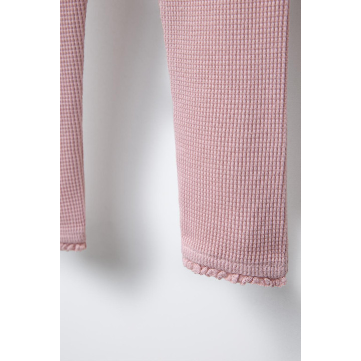 Леггинсы из вафельного трикотажа с кружевными оборками