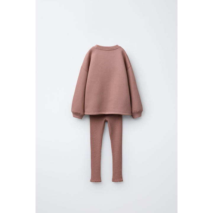 КОМПЛЕКТ ИЗ ТОЛСТОВКИ С БАНТИКАМИ И ВАФЕЛЬНЫХ ЛЕГГИНСОВ