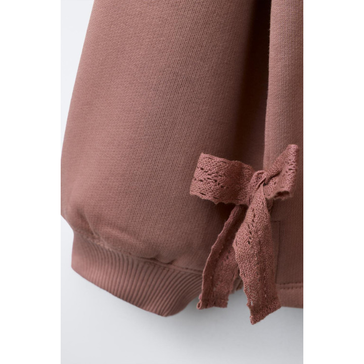 КОМПЛЕКТ ИЗ ТОЛСТОВКИ С БАНТИКАМИ И ВАФЕЛЬНЫХ ЛЕГГИНСОВ