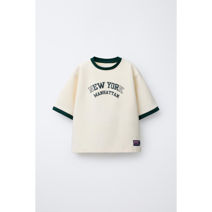 ФУТБОЛКА INTERLOCK ПРЯМОГО КРОЯ С КОНТРАСТНОЙ ОТДЕЛКОЙ