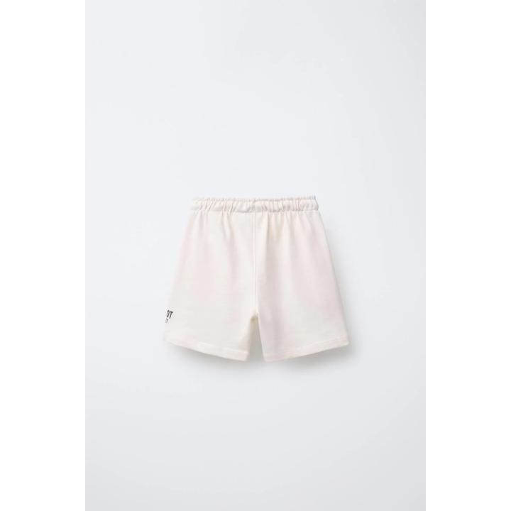 Бермуды из плюша прямого кроя с надписью