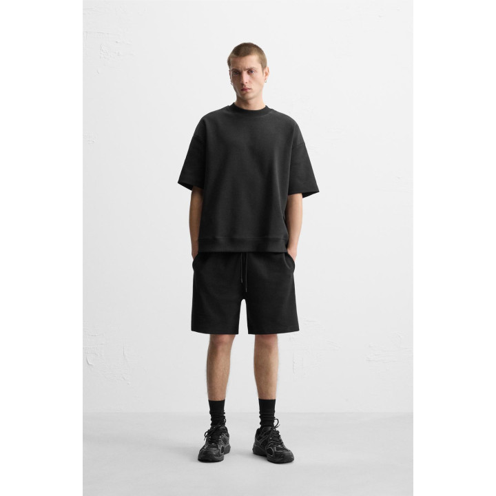 Бермуды с текстурой интерлок и укороченным покроем