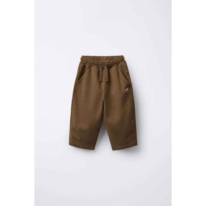 БРЮКИ ПРЯМОГО КРОЯ ИЗ МЯГКОЙ ТКАНИ С ЛОГОТИПОМ