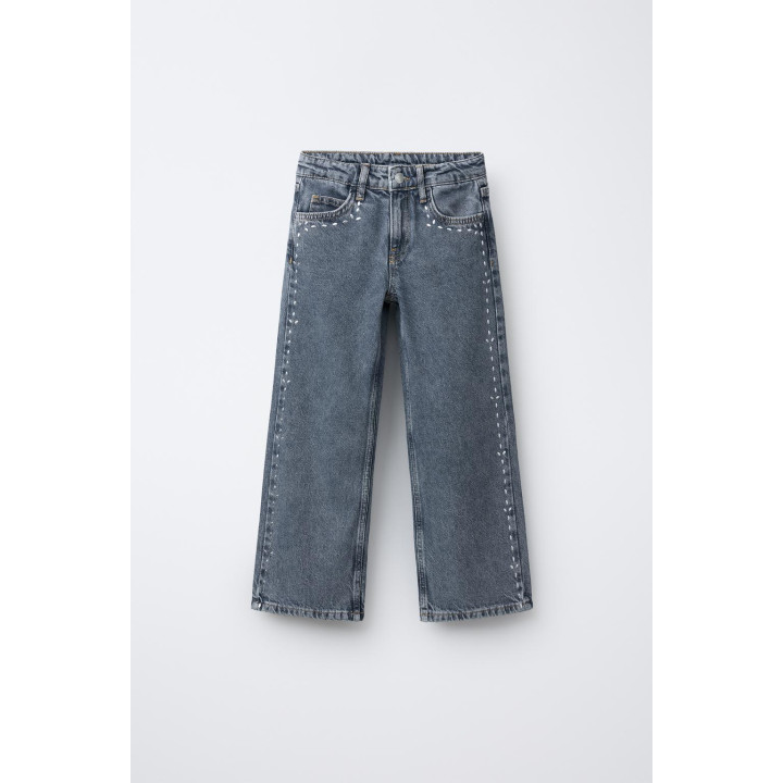 ДЖИНСЫ WIDE LEG С ЗАКЛЕПКАМИ