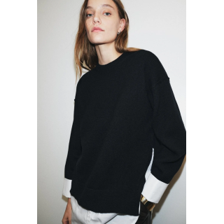 СВИТЕР С КОМБИНИРОВАННЫМ ПОПЛИНОМ