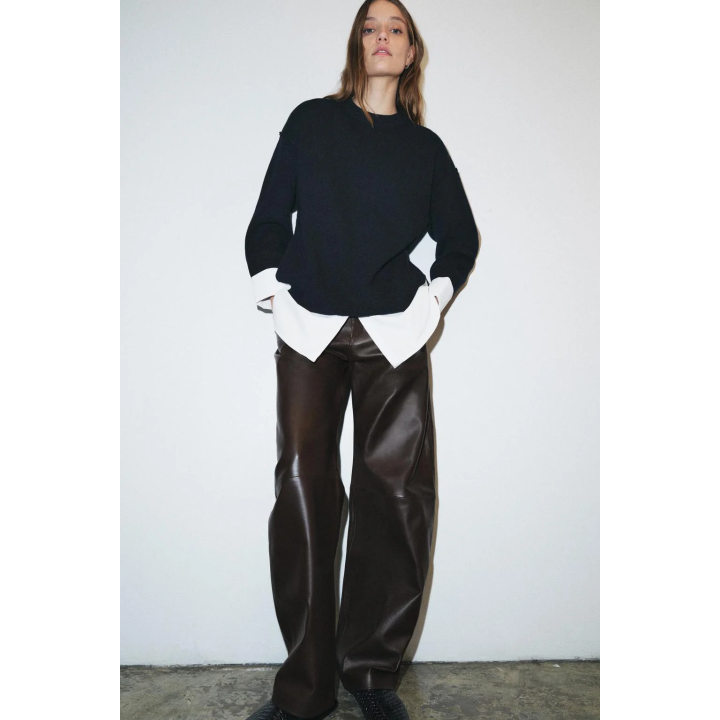 СВИТЕР С КОМБИНИРОВАННЫМ ПОПЛИНОМ