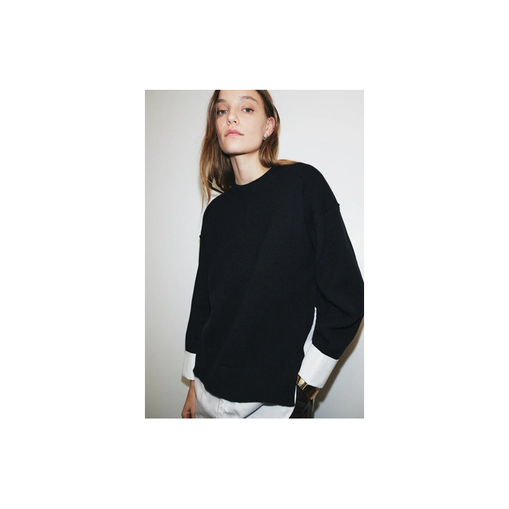 СВИТЕР С КОМБИНИРОВАННЫМ ПОПЛИНОМ