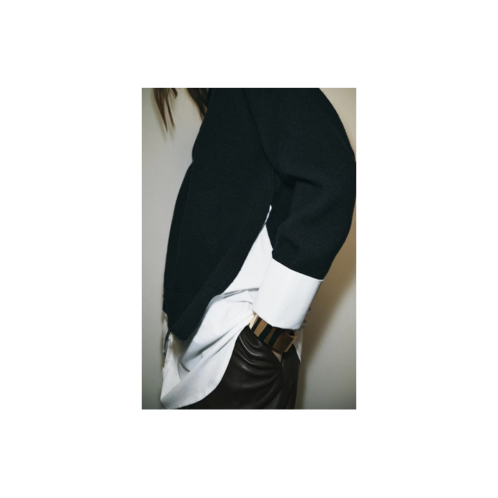 СВИТЕР С КОМБИНИРОВАННЫМ ПОПЛИНОМ