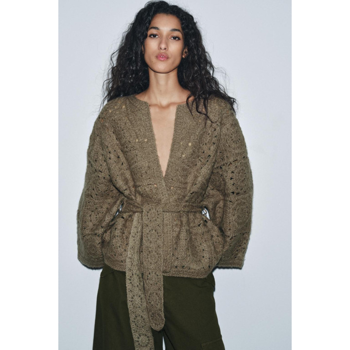 ВЯЗАНЫЙ КАРДИГАН С ПОЯСОМ