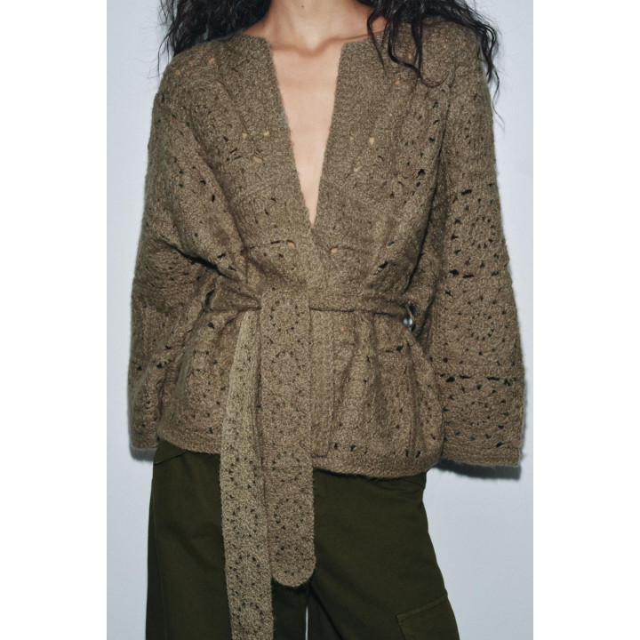 ВЯЗАНЫЙ КАРДИГАН С ПОЯСОМ