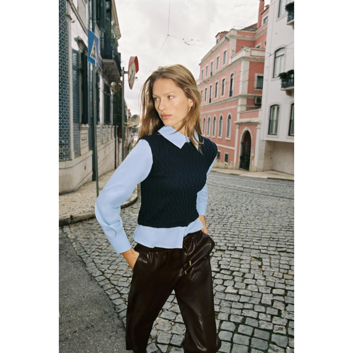 КОМБИНИРОВАННАЯ РУБАШКА ИЗ ПОПЛИНА