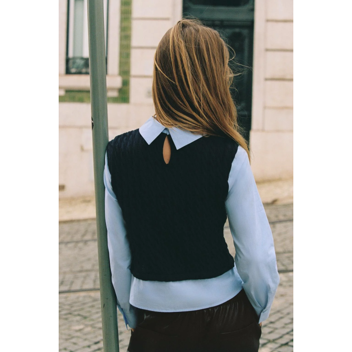 КОМБИНИРОВАННАЯ РУБАШКА ИЗ ПОПЛИНА