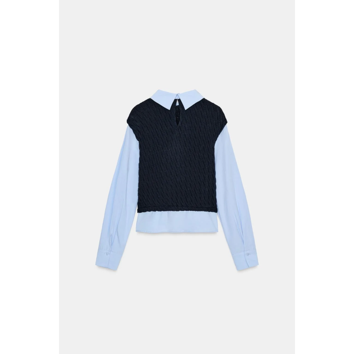 КОМБИНИРОВАННАЯ РУБАШКА ИЗ ПОПЛИНА