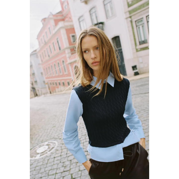 КОМБИНИРОВАННАЯ РУБАШКА ИЗ ПОПЛИНА