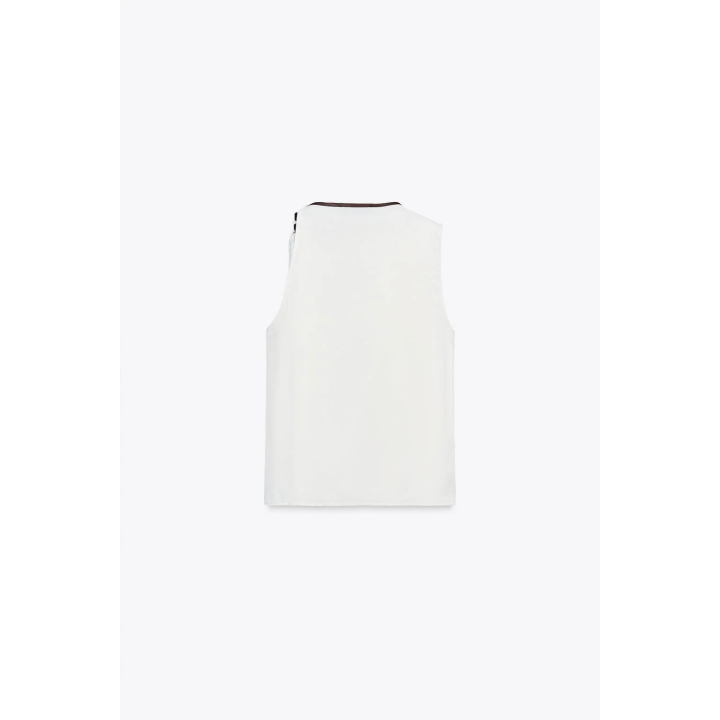 АТЛАСНЫЙ ТОП С БАНТОМ И КОНТРАСТНОЙ ОТДЕЛКОЙ