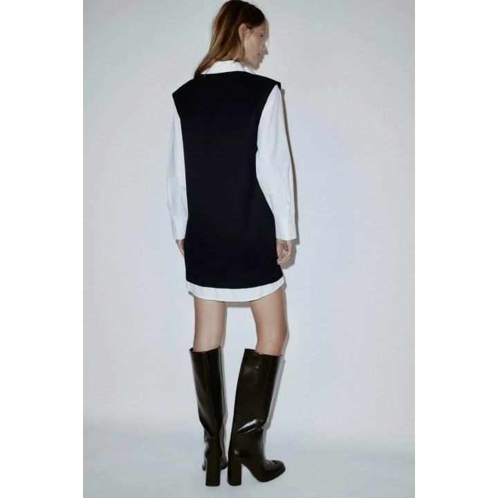 МИНИ-ПЛАТЬЕ ИЗ КОМБИНИРОВАННОГО ПОПЛИНА