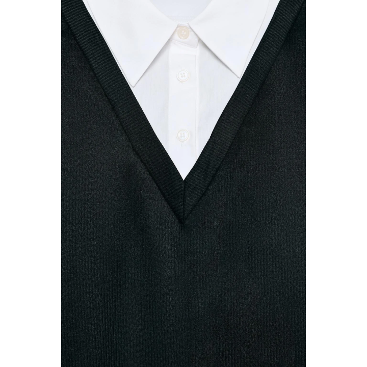 МИНИ-ПЛАТЬЕ ИЗ КОМБИНИРОВАННОГО ПОПЛИНА