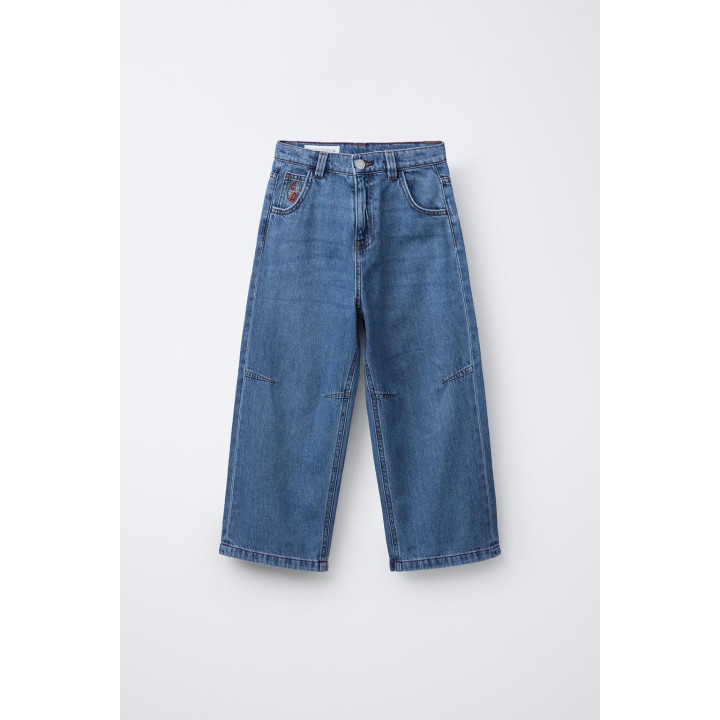 ДЖИНСЫ СВОБОДНОГО КРОЯ С ВЫШИВКОЙ