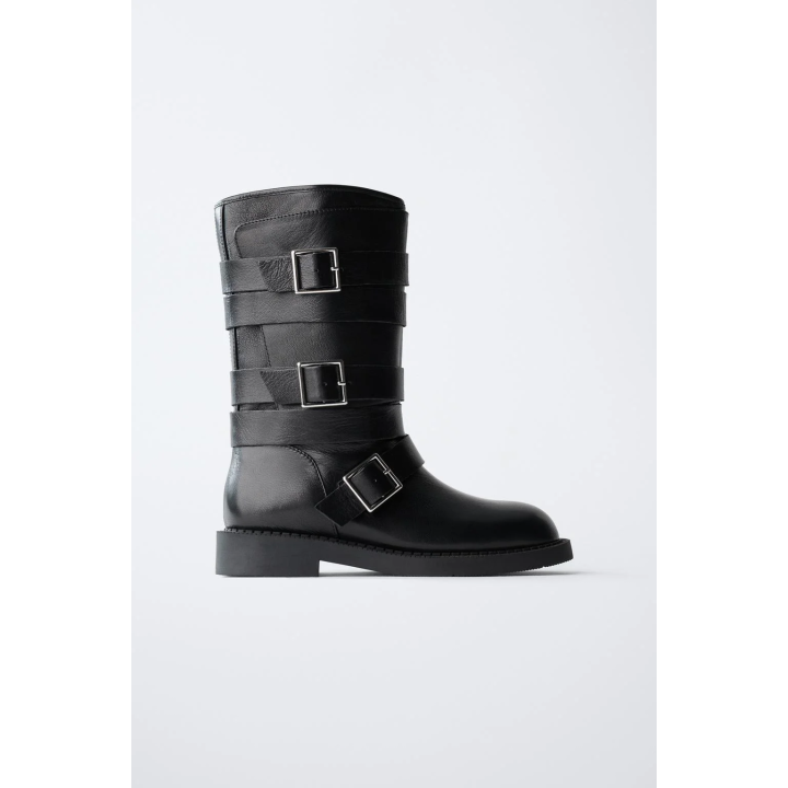 КОЖАНЫЕ БОТИНКИ С ПРЯЖКАМИ