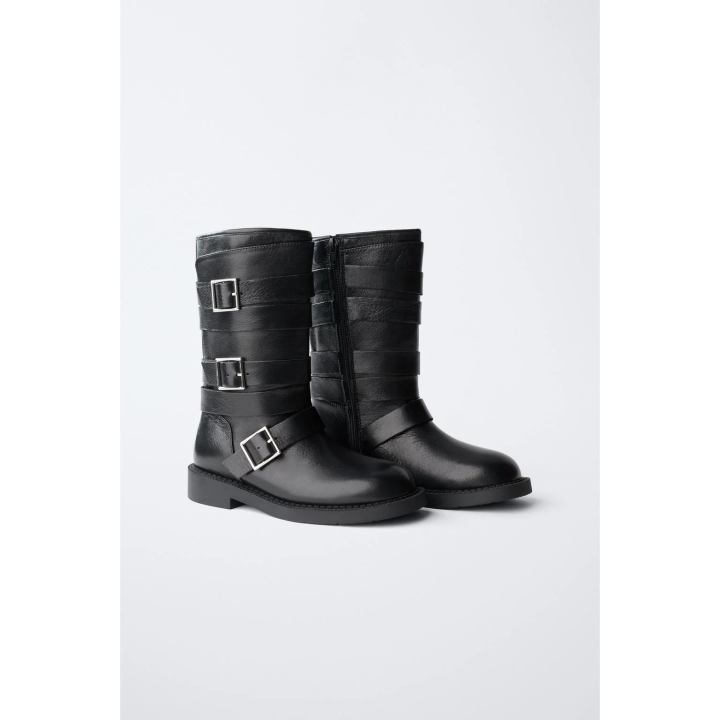 КОЖАНЫЕ БОТИНКИ С ПРЯЖКАМИ