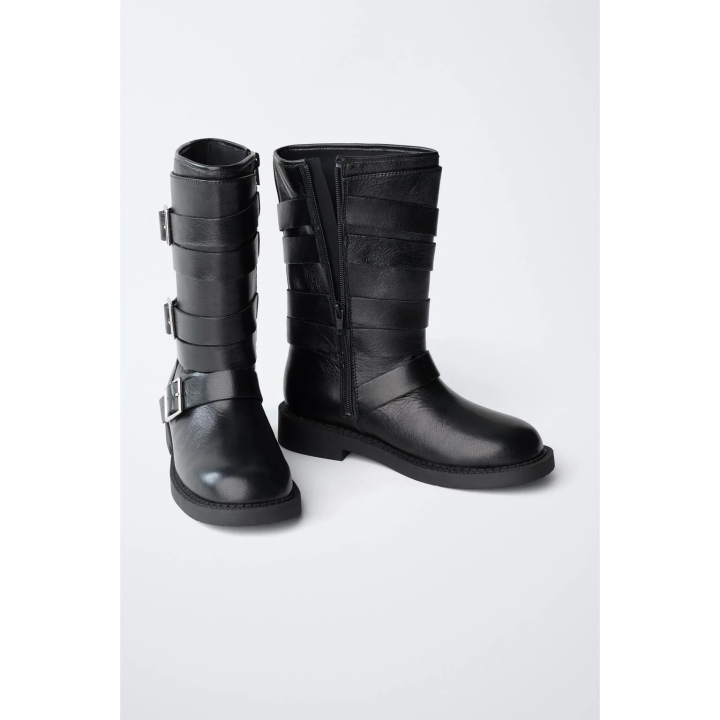 КОЖАНЫЕ БОТИНКИ С ПРЯЖКАМИ