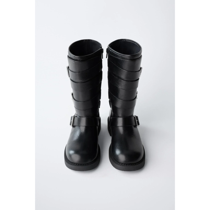 КОЖАНЫЕ БОТИНКИ С ПРЯЖКАМИ