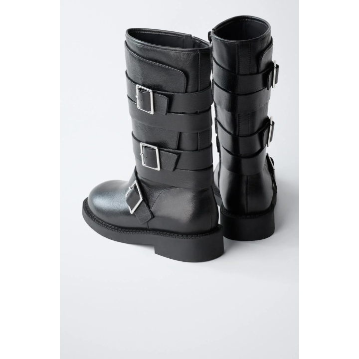 КОЖАНЫЕ БОТИНКИ С ПРЯЖКАМИ