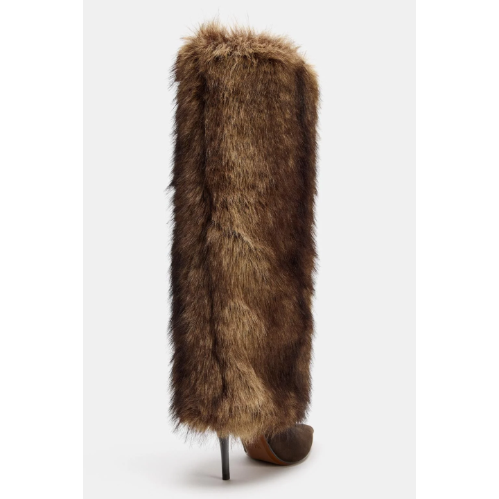 САПОГИ ИЗ ИСКУССТВЕННОГО МЕХА НА КАБЛУКЕ