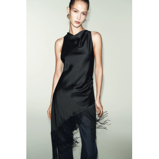 ДЛИННЫЙ АТЛАСНЫЙ ТОП С БАХРОМОЙ