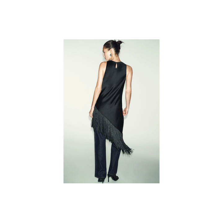 ДЛИННЫЙ АТЛАСНЫЙ ТОП С БАХРОМОЙ