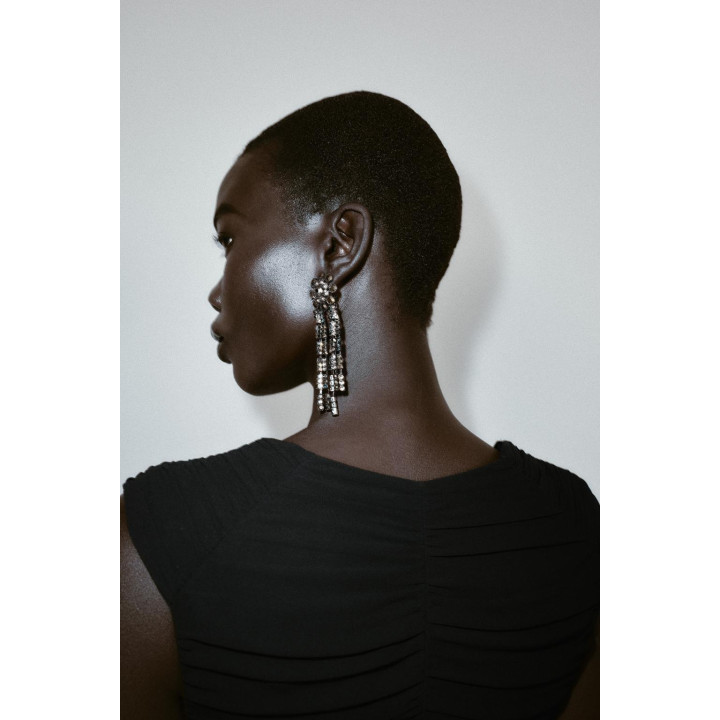 МИНИ-ПЛАТЬЕ АСИММЕТРИЧНОГО КРОЯ СО СБОРКАМИ И НИЗОМ-БАЛЛОНОМ