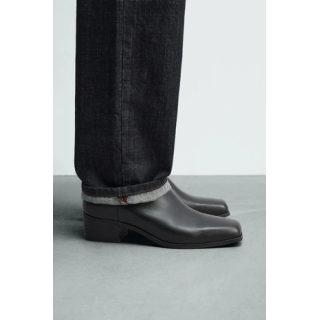 Кожаные ботильоны на каблуке