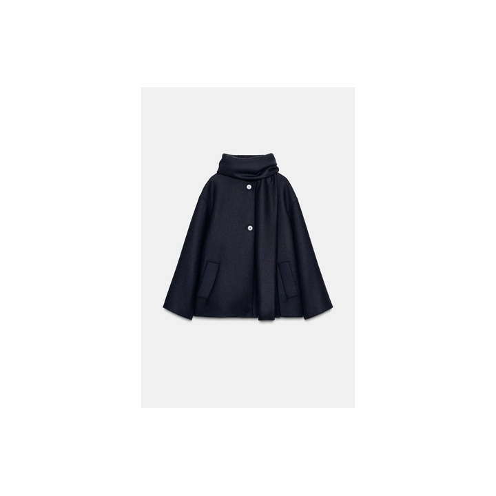 КОРОТКОЕ ПАЛЬТО ИЗ СМЕСОВОЙ ШЕРСТИ С ШАРФОМ