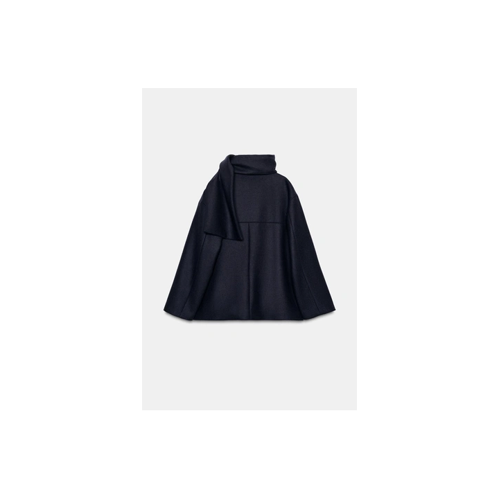 КОРОТКОЕ ПАЛЬТО ИЗ СМЕСОВОЙ ШЕРСТИ С ШАРФОМ