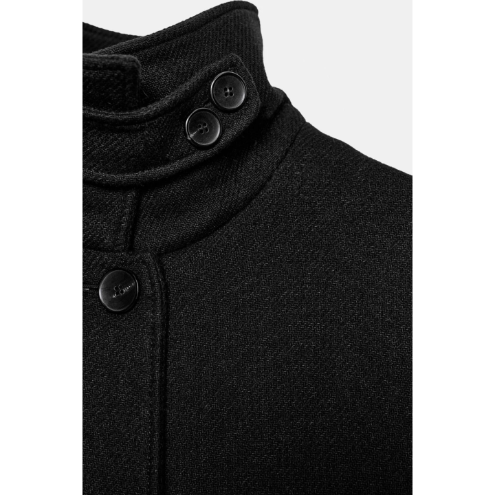 КОРОТКОЕ ПАЛЬТО ИЗ СМЕСОВОЙ ШЕРСТИ С ВОРОТНИКОМ-СТОЙКОЙ