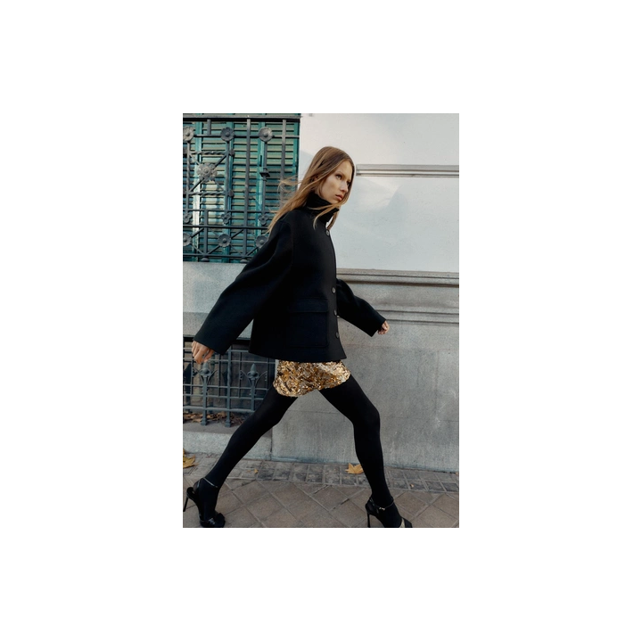 КОРОТКОЕ ПАЛЬТО ИЗ СМЕСОВОЙ ШЕРСТИ С ВОРОТНИКОМ-СТОЙКОЙ