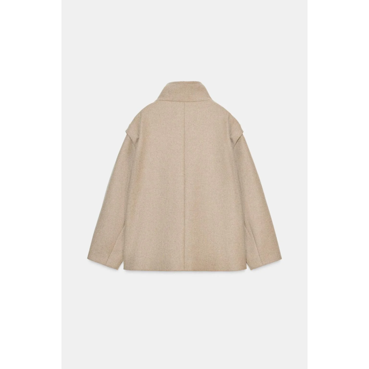 КОРОТКОЕ ПАЛЬТО ИЗ СМЕСОВОЙ ШЕРСТИ С ВОРОТНИКОМ-СТОЙКОЙ