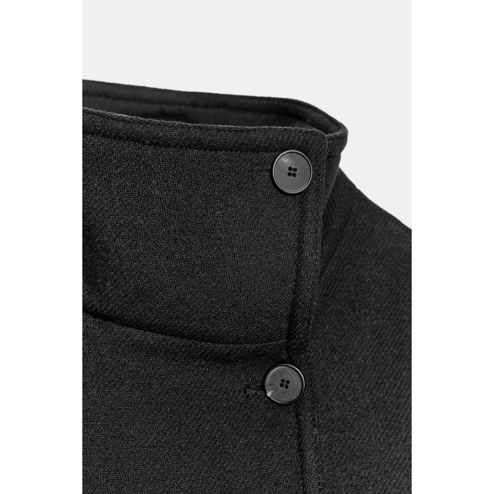 Пальто короткое с шерстью и стойкой